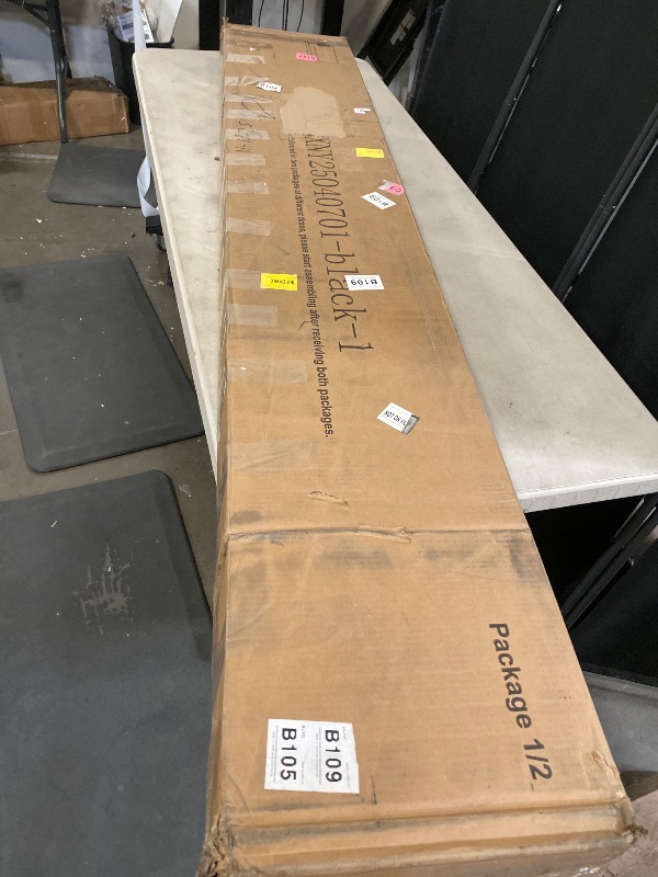 Photo 1 of Box 1/2 | Twin Size Loft Bed with Desk, LED Lights, Charging Station, Industrial Loft Bed Frame with 3 Storage Shelves and 8 Fabric Drawers, Safety Guard & Ladder,LED Metal Twin Size Bunk Bed | Missing Box 2/2