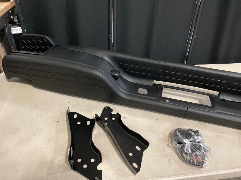 Photo 1 of Rear Step Bumper Compatible with 1999-2007 Chevy Chevrolet Silverado GMC Sierra 1500 2500 Classic Face Bar W/License Plate Lights Replace for GM1103122 12496085 GM1103124 Powder Coated Black