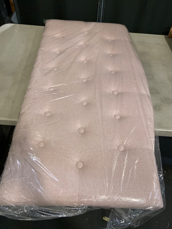 Photo 1 of King Crystal Diamond Button Tufted Velvet Upholstered Adjustable Headboard, Pink