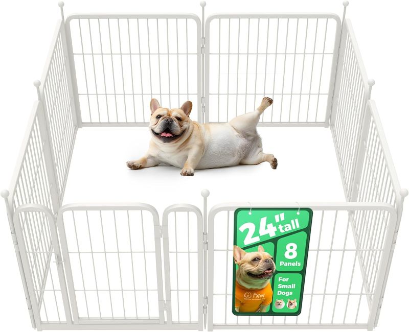 Photo 1 of Dog Playpen for Indoor, Yard, RV Camping, 24 inch 6 Panels for Small and Puppy Dogs, White