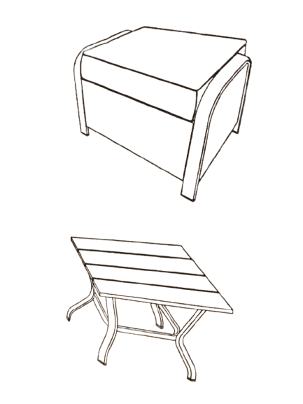 Photo 1 of 3 Piece 2 Ottoman and 1 Side Table Patio Furniture Set Navy Blue