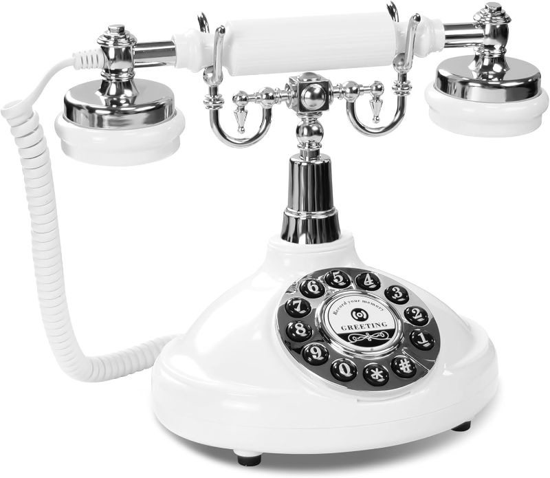 Photo 1 of Audio Guest Book Wedding Phone,Audio Guestbook Phone Vintage Style Audio Message Voicemail for Graduation Retirement Party Birthdays Baby Shower Special Occasions (White