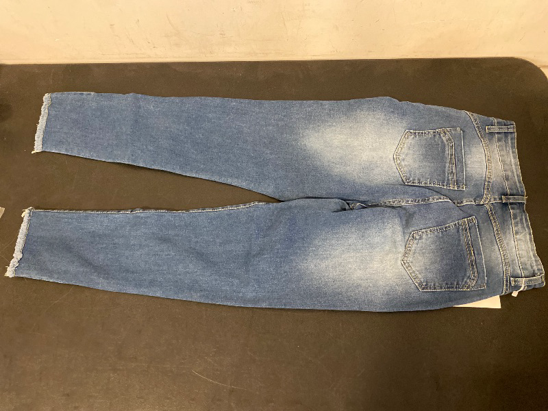 Photo 1 of M Vintage-Style Blue Denim Jeans Faded Wash With Pearls
