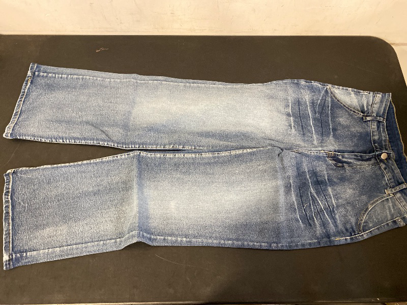Photo 1 of L Relaxed Fit Wide Legs Denim Jeans Light Wash Blue