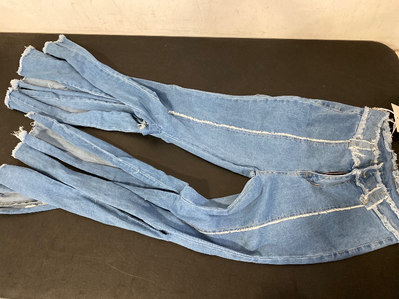 Photo 1 of M Flared Frayed Jeans Light Blue Denim