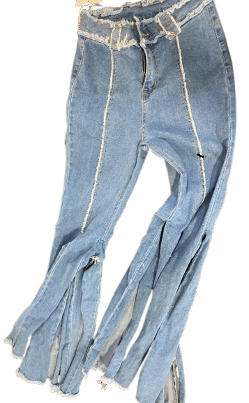 Photo 1 of M Flared Frayed Jeans Light Blue Denim