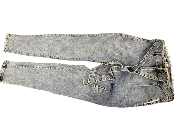 Photo 1 of L Acid Wash Grey Belted Cargo Straight Leg Jeans