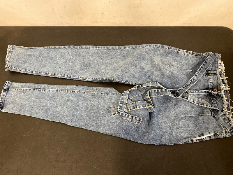Photo 1 of L Acid Wash Grey Belted Cargo Straight Leg Jeans
