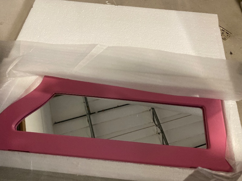 Photo 1 of 22" x 9" Pink Mirror With Hardware (screws + hinges) for Unknown Furniture Set