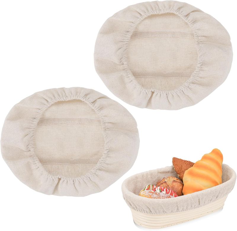 View 1 of 10 × 6 in Bread Proofing Basket Cloth Liner Baking Dough Basket Cover Natural Rattan Banneton Proofing Cloth for Bakery Home Baking, oval | Missing one cloth