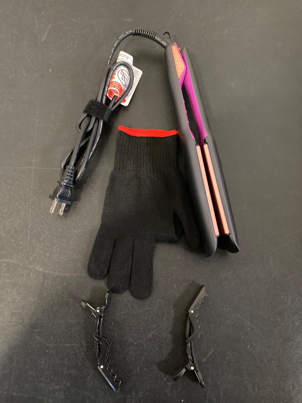 Photo 1 of LANDOT Flat Iron Hair Straightener 1 inch - Ceramic Ionic Straightening Iron for Frizz-Free Shine Hair - Adjustable Temp 250-450F for All Hair Types, Auto Shut Off + Travel Pouch