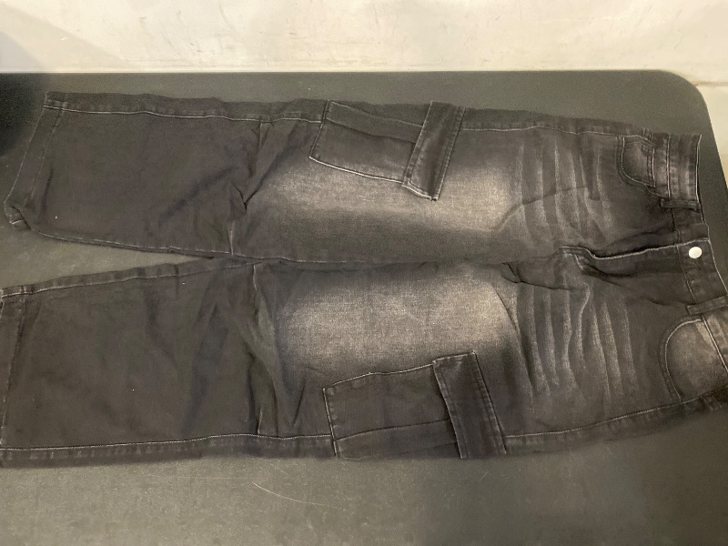 Photo 1 of 5Y Baggy Loose Wide-Leg Jeans Black Washed Denim