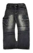 Photo 1 of 5Y Baggy Loose Wide-Leg Jeans Black Washed Denim