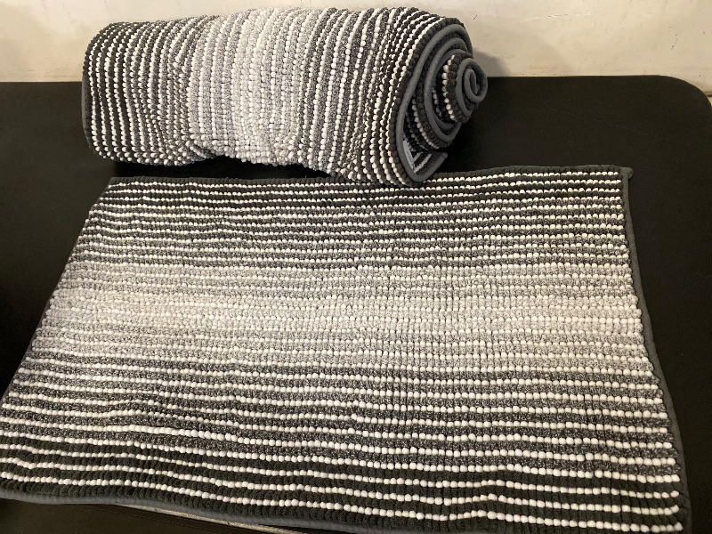 Photo 1 of Bathroom Rugs and Mats Sets, 2 Piece Thick Absorbent Chenille Non Slip, Soft Shaggy Floor Mats, Machine Washable (20" x 47" Plus 16" x 24", Gray)