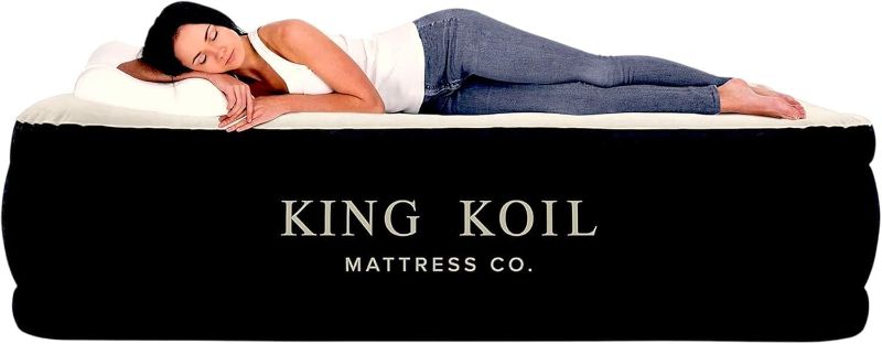 Photo 1 of King Koil Luxury California King Size Air Mattress with Built-in High-Speed Pump Best for Home, Camping & Guests, 20" Double High Airbed Adjustable Blow Up Mattress, Waterproof, 1-Year Warranty