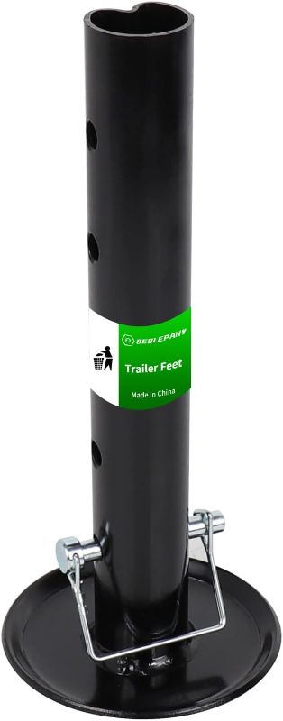 Photo 1 of Black Adjustable Trailer Jack Foot Plate Fits 2-Inch Diameter Tube,Supports 5,000 lbs Capacity with Pin Base,12" Lift for Boat RV Camper Trailer