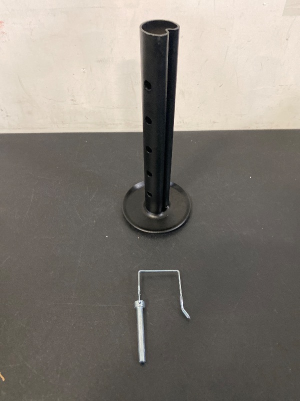 Photo 1 of Black Adjustable Trailer Jack Foot Plate Fits 2-Inch Diameter Tube,Supports 5,000 lbs Capacity with Pin Base,12" Lift for Boat RV Camper Trailer