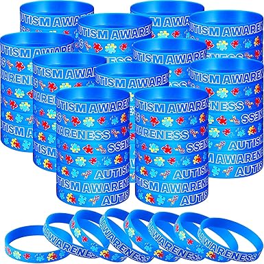Photo 1 of 200 Pack Autism Bracelet Inspirational Autism Awareness Wristbands Colorful Silicone Motivational Wristbands for Kids Adult Man Woman Gifts