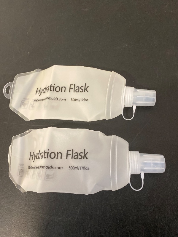Photo 1 of 2Pcs 500ml Soft Flask, TPU Collapsible Soft Water Bottle for Hydration Pack, Running Vest, Leak-Proof Folding Water Bottle for Hiking Cycling Climbing Jogging- White