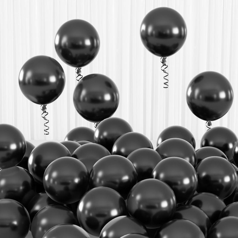 Photo 1 of 100pcs 5inch Small Black Balloons, 5” Mini Black Party Balloons Kit for for Halloween, Anniversary, Birthday, New Year, Graduation Party Decorations