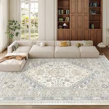 Photo 1 of 8x10 Area Rugs for Living Room,Non-Slip Backing Washable Rugs,Vintage Large Area Rug?Stain Resistant Home Decor Rug (Beige,8'x10')