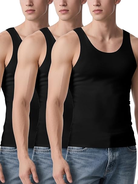 Photo 1 of M Men's 3 Pack Seamless Compression Shirt Body Shaper Vest, Ice Silk Invisible Shapewear Tank Tops