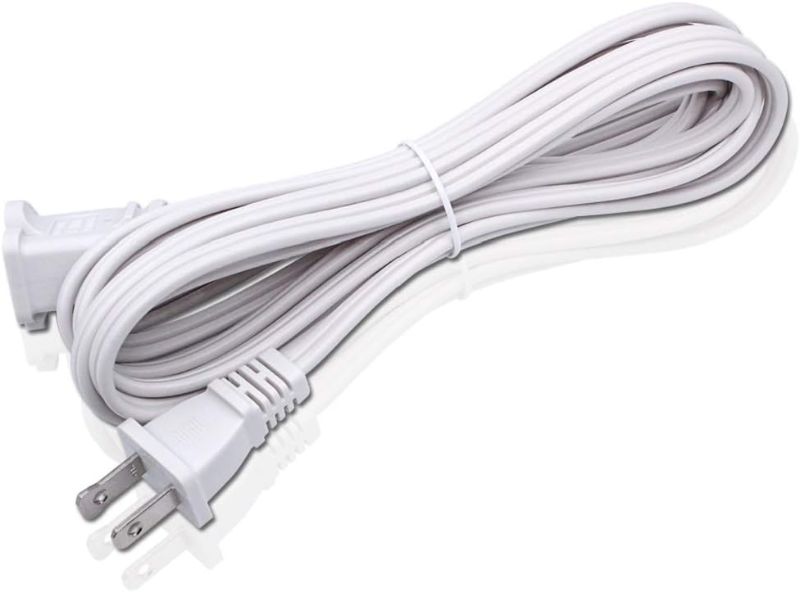 Photo 1 of 10FT 2 Prong Indoor Extension Cord,Thin White Extension Cords Male/Female Power Cable for Home Office Outdoor, 18/2 ETL Listed 10 FT Extension Cord