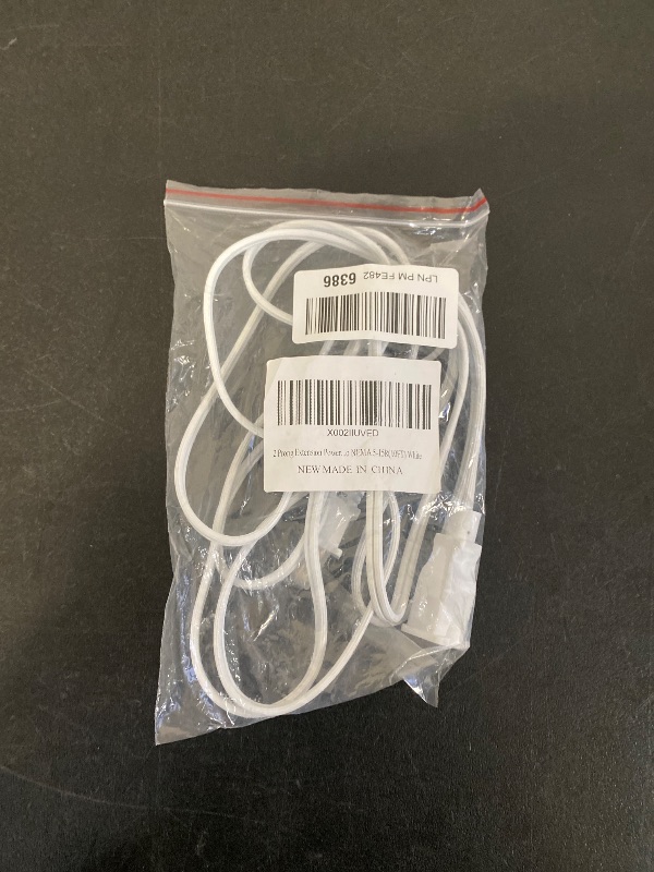 Photo 1 of 10FT 2 Prong Indoor Extension Cord,Thin White Extension Cords Male/Female Power Cable for Home Office Outdoor, 18/2 ETL Listed 10 FT Extension Cord