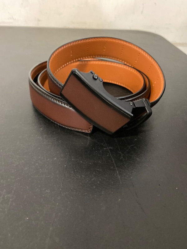 Photo 1 of Men Belt Ratchet Click Belt Genuine Leather Adjustable For Men Golf Dress Casual Jeans 1 3/8-Cut For Fit