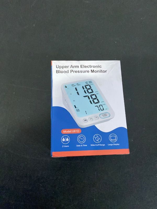 Photo 1 of Blood Pressure Monitor Upper Arm BP Machine for Home Use Accurate Large Adjustable 8.7"-16.5" Cuff LCD Backlit Display with Carrying Bag, White