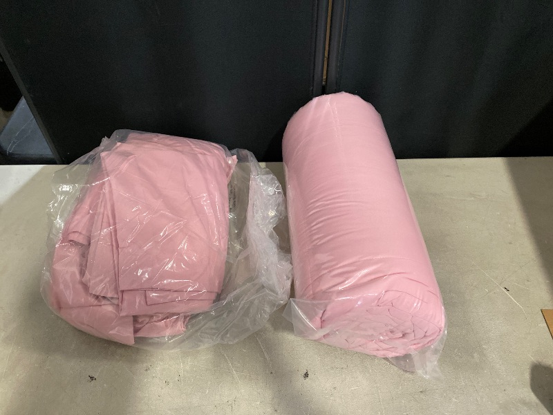 Photo 1 of DOWNCOOL Queen Comforter Set, 7 Pieces Bedding Sets Queen Pink, All Season Down Alternative Bed in a Bag Queen with Comforter, Flat Sheet, Fitted Sheet, 2 Pillow Shams & 2 Pillowcases
