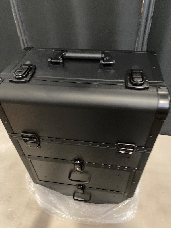 Photo 1 of Large Rolling Makeup Train Case, Professional Travel Cosmetology Case on Wheels with Drawers, 3 Tiers Nail Organizers Storage Case for Nail Tech, Tattoo, Hairstylist, Makeup, Extra Large
