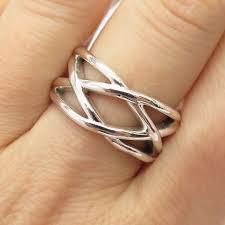 View 1 of 5925 Sterling Silver Vintage Braided Band Ring Size 8