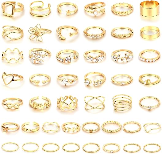 Photo 1 of Gold Knuckle Rings Set For Women Stackable Joint Finger Midi Rings Dainty Cubic Crystal Zirconia Simple Hollow Twist Cute Rings Pack Jewelry Gift