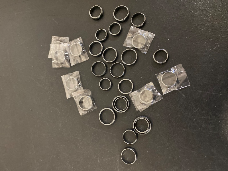 Photo 1 of 32 Pieces Genuine Hematite Rings Set Negative Energy Ring Non Magnetic Hematite Stone Jewelry 6t Curved Surface 6 Plane 6t Faceted Size 6-13 Cute Cool Jewelry
