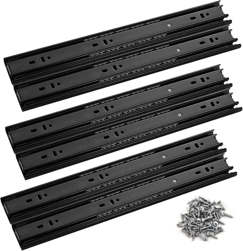 Photo 1 of 6 Full Extension Drawer Slides For Cabinets Furniture, 3 Pairs Telescopic Ball Bearing Slides With Hardware - Parts For Bedroom Dresser
