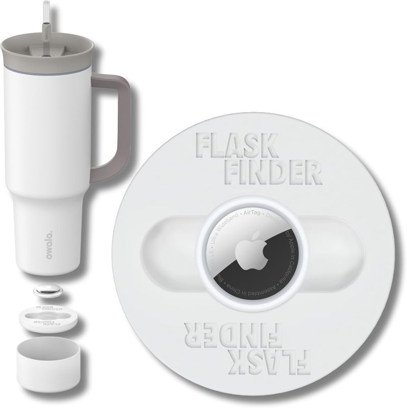 Photo 1 of FlaskFinder™ Water Bottle AirTag Holder – Fits Stanley, Hydro Flask, YETI, Owala, and more – Hides Apple AirTag in a flexible silicone boot – Location tracker accessory