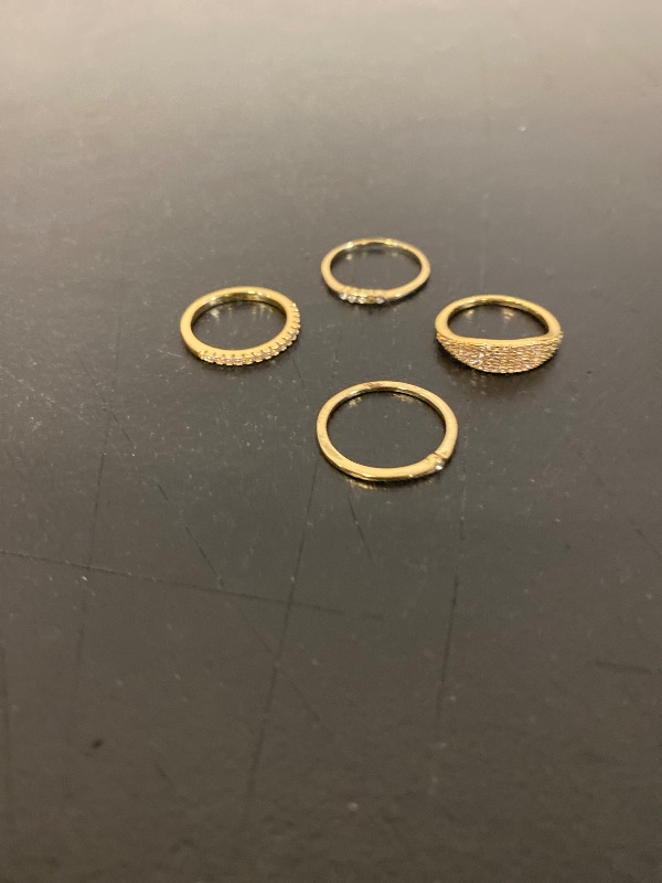 Photo 1 of 4 Ct. Gold Rings for Women Non Tarnish, 14k Gold Plated Stacking Cubic Zirconia Thumb Rings, Dainty Stackable Gold Knuckle Rings Set Size 6-10 (Gold-C, 7.5-7.75)