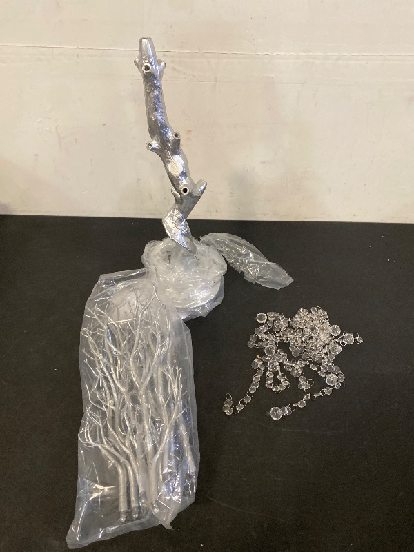 Photo 1 of 34" Manzanita Centerpiece Tree with 8 Acrylic Bead Chains for Wedding Banquet Birthday Party Event Tabletop Decorations(Silver, 34")