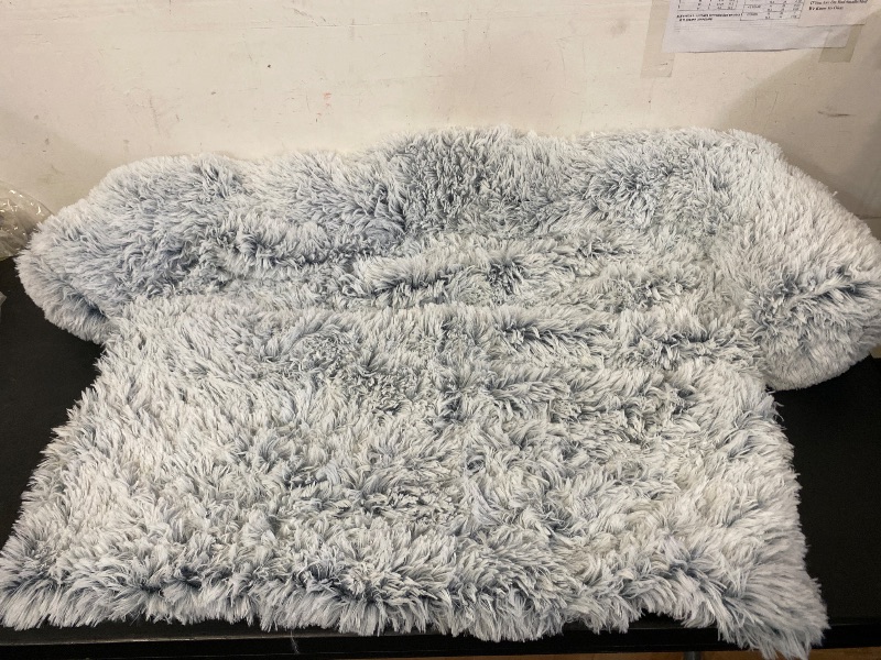 Photo 1 of Calming Dog Bed Fluffy Plush Dog Mat for Furniture Protector with Removable Washable Cover for Large Medium Small Dogs and Cats (Small(35x31x5), Light Grey)