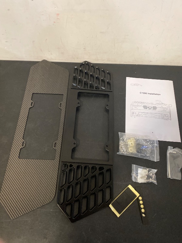 Photo 1 of  Rear License Plate Frame Holder Compaitble with 2020-2026 Corvette C8,Glossy Aluminum and Black Carbon Fiber License Plate Frame Mount