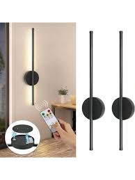 Photo 1 of Battery Operated Wall Sconces Set of Two, Wireless Rechargeable Wall Sconces Black with Remote Control Dimmable, Cordless Wall Light Decor for Living Room, Bathroom, Hallway, Timing, 24 Inch