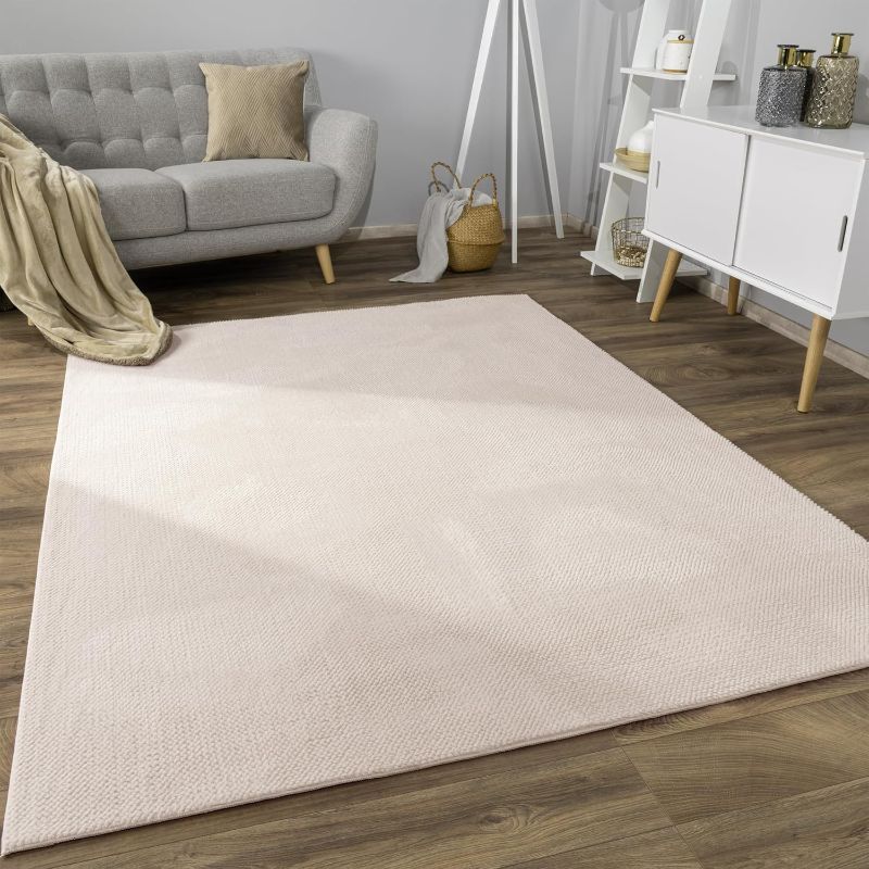 Photo 1 of 60" x 90 Washable Area Rug Soft with Knotted Look in Beige