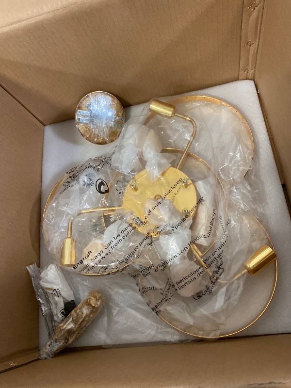 Photo 1 of High Ceiling Chandeliers for Entryway Gold Spiral Crystal Chandelier Large Foyer Chandelier 6 Lights Modern Raindrop Chandelier for Villa Staircase, K9 Pendant Light Fixtures D17.7'' x H49.2''