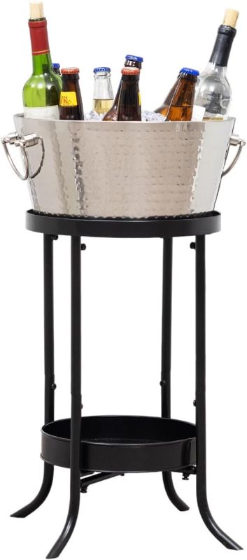 Photo 1 of BREKX Stainless Steel Insulated Beverage Tub With Stand for Parties, Ice Bucket with Stand - Non-Sweat Wine Bucket for Parties