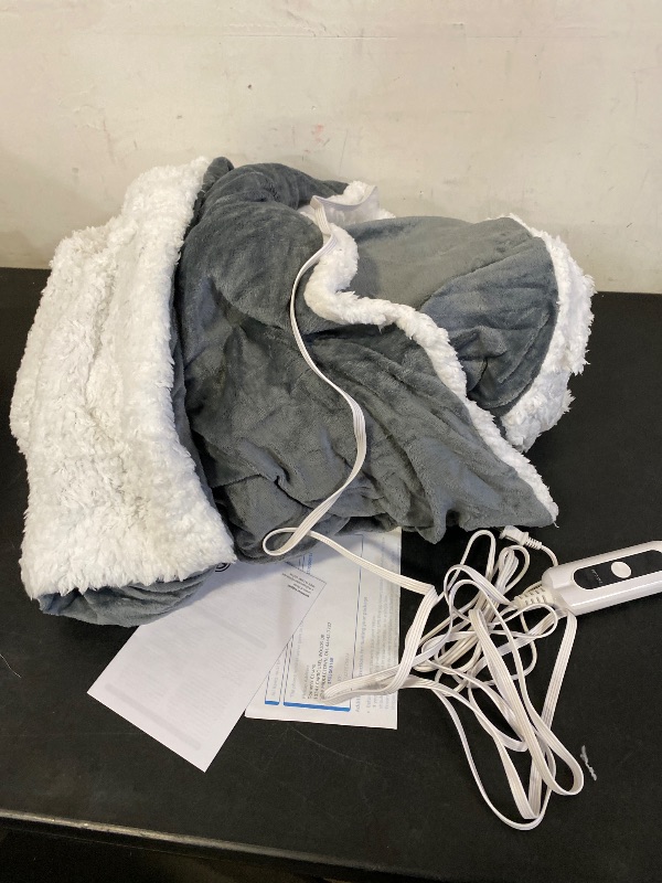Photo 1 of Cozy Heated Blanket Twin Size - Fast Warming Electric Bed Blanket with 6 Heat Settings & 4 Hours Auto-Off, Ideal Gift for Her, 62"x84", Slate Grey