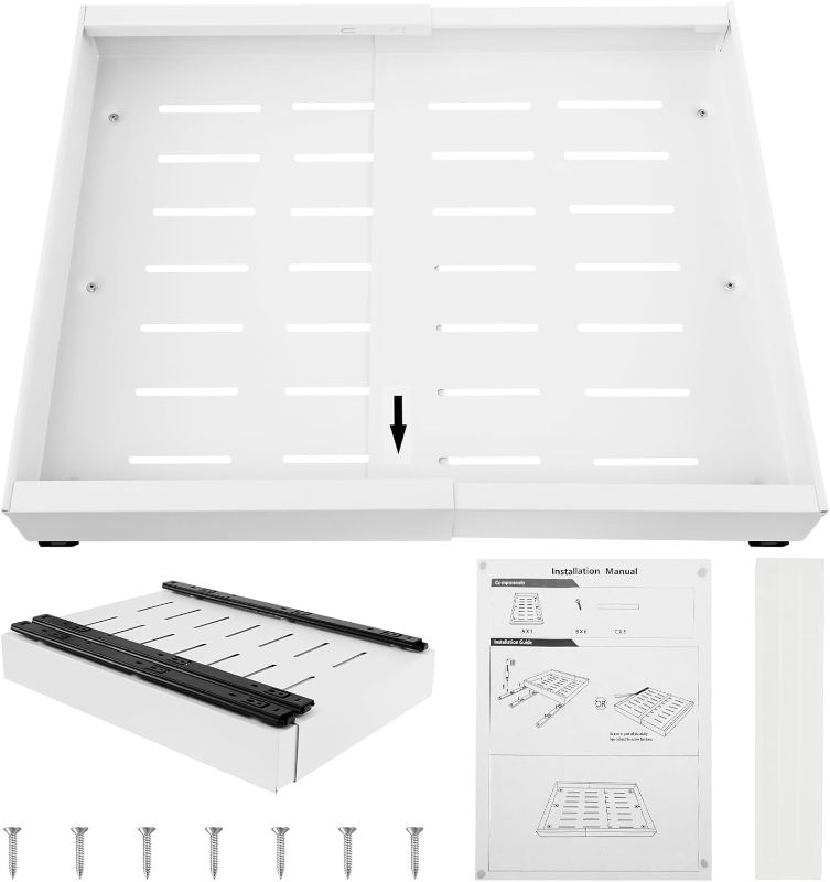 Photo 1 of 2 Pack Expandable Cabinet Organizer - Quiet Sliding Pull Out Shelves 12.6"-20.5" for Kitchen (White)