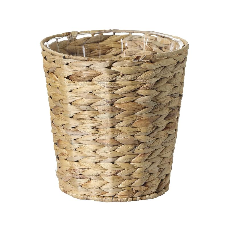 Photo 1 of Bathroom Wastebasket - Hand-Woven Water Hyacinth Wicker Decorative Trash Can, Seagrass Garbage Bin