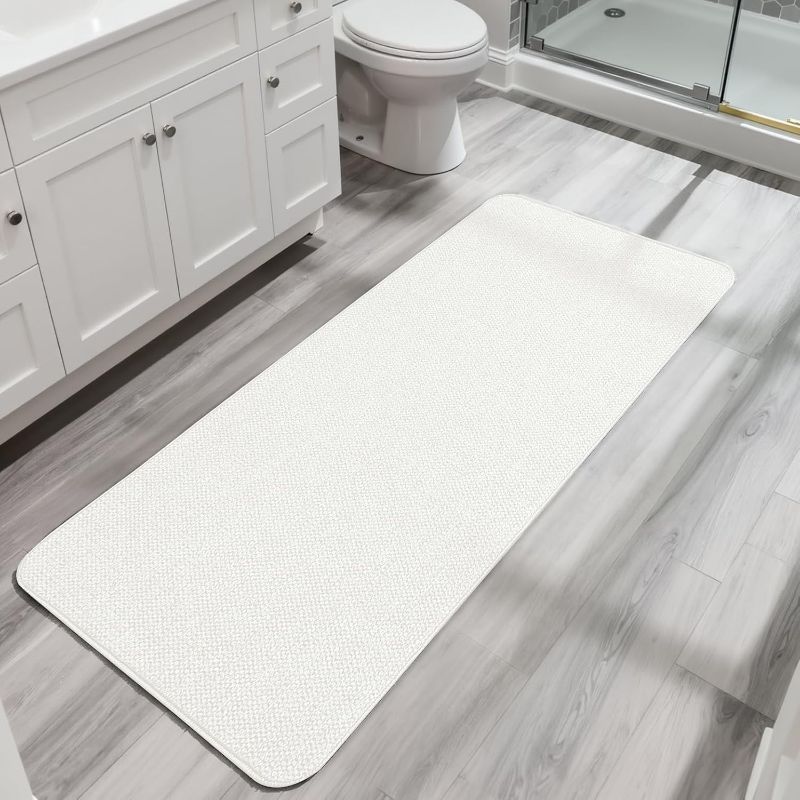Photo 1 of Bath Mat,Ultra Thin Bathroom Runner Rugs,Large Bath Mats for Bathroom,Quick Dry,Non-Slip,Machine Washable,Low Pile,Bath Rug,Shower Outside,Sink,Home Decor Accessories.Cream,2'x8'(24x96inch)