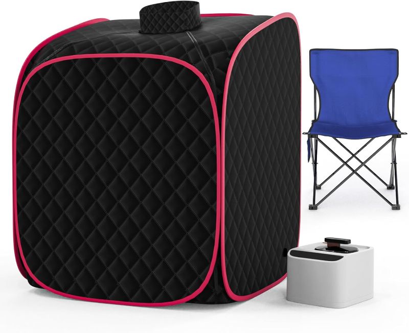 Photo 1 of Portable Steam Sauna at Home, 9 Levels Heating, Sauna Tent for Home with Steamer and Folding Chair, Sauna for Relaxation, Detoxification, Spa